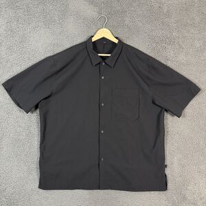Lululemon Shirt Mens 2XL XXL Black Airing Lightweight Camp Collar Short Sleeve
